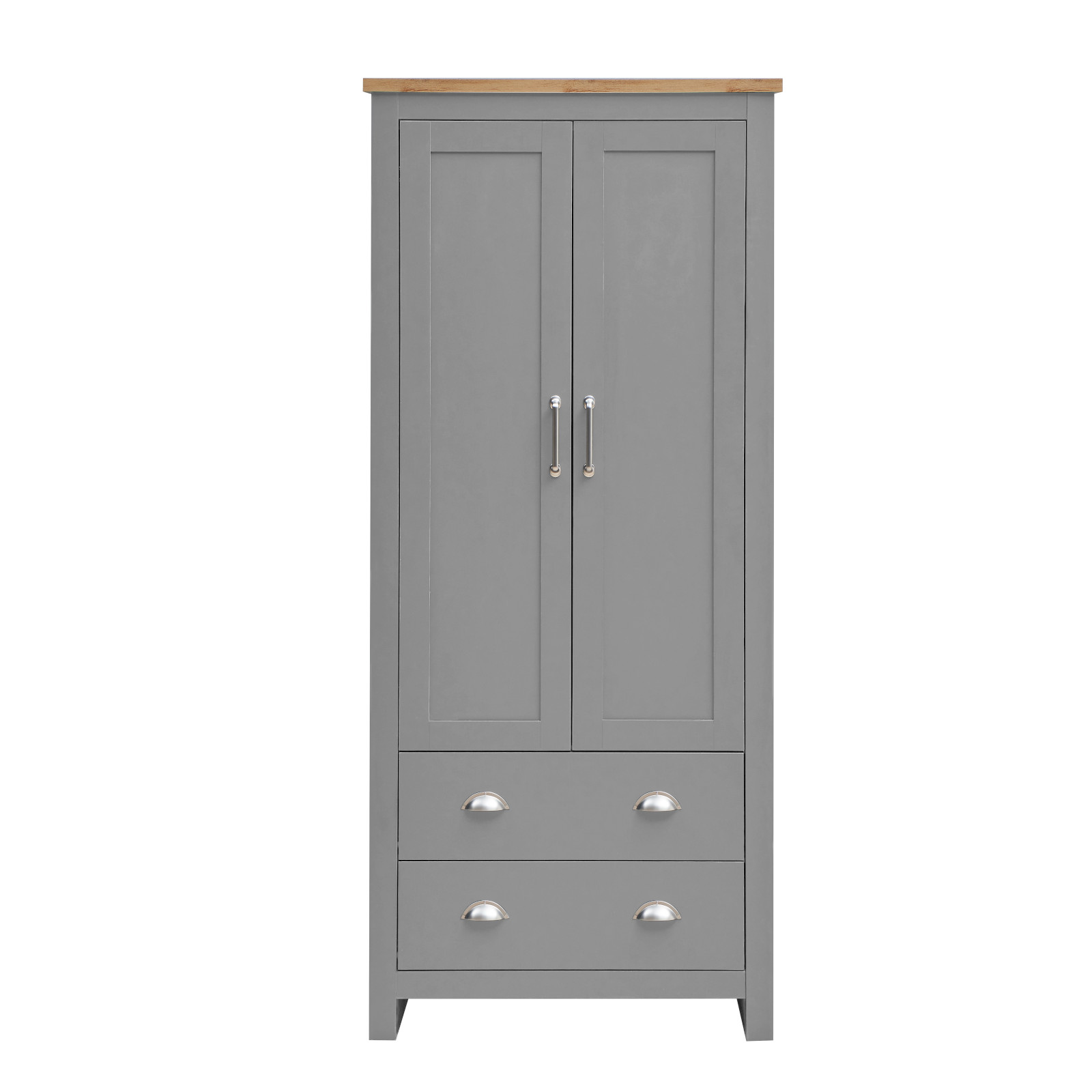 Lisbon 2 Door Wardrobe 2 Drawers in Light Grey and Oak